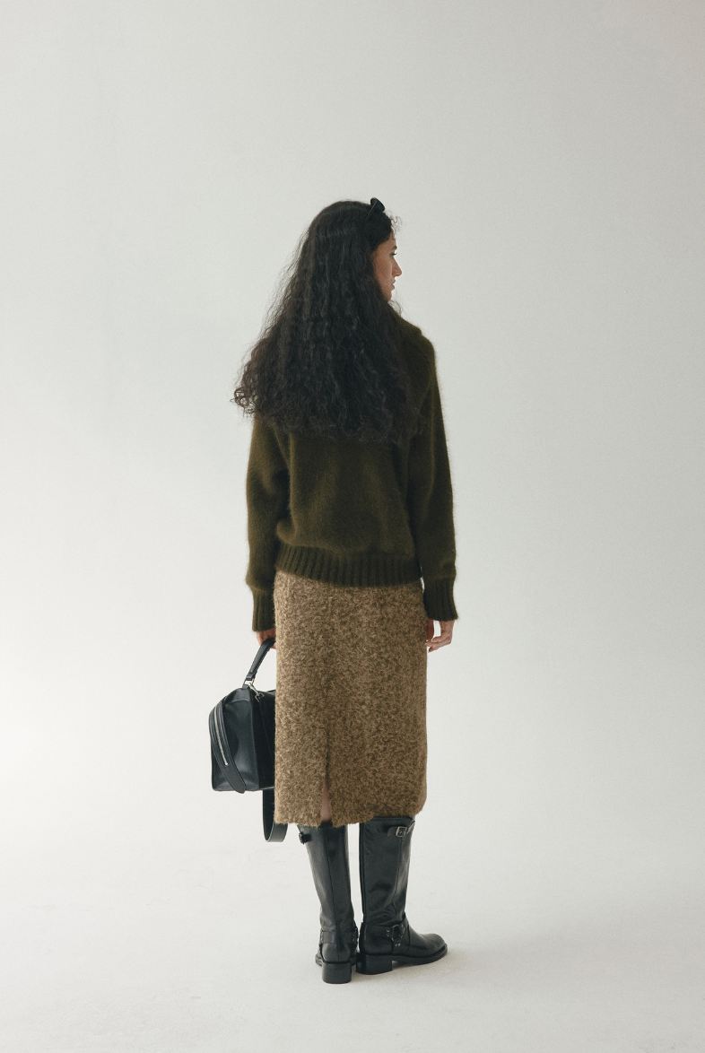 Straight midi skirt / olive green