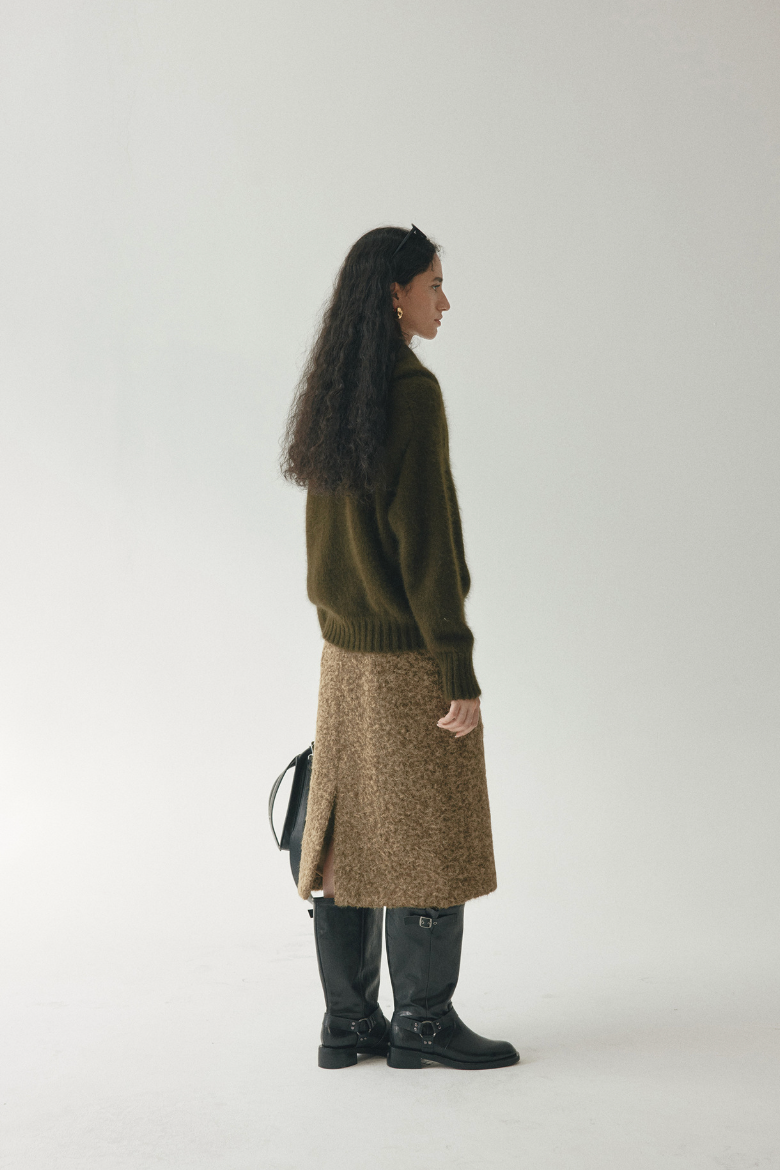 Straight midi skirt / olive green