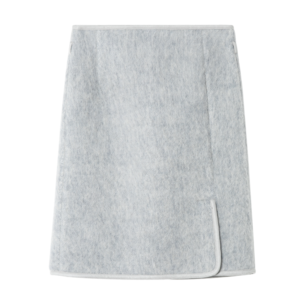 Wool-blend box skirt / light gray