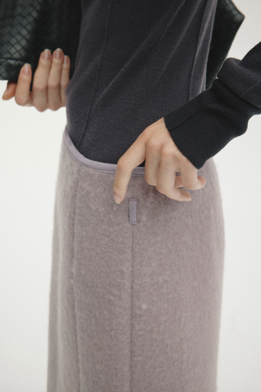 Wool-blend box skirt / light gray