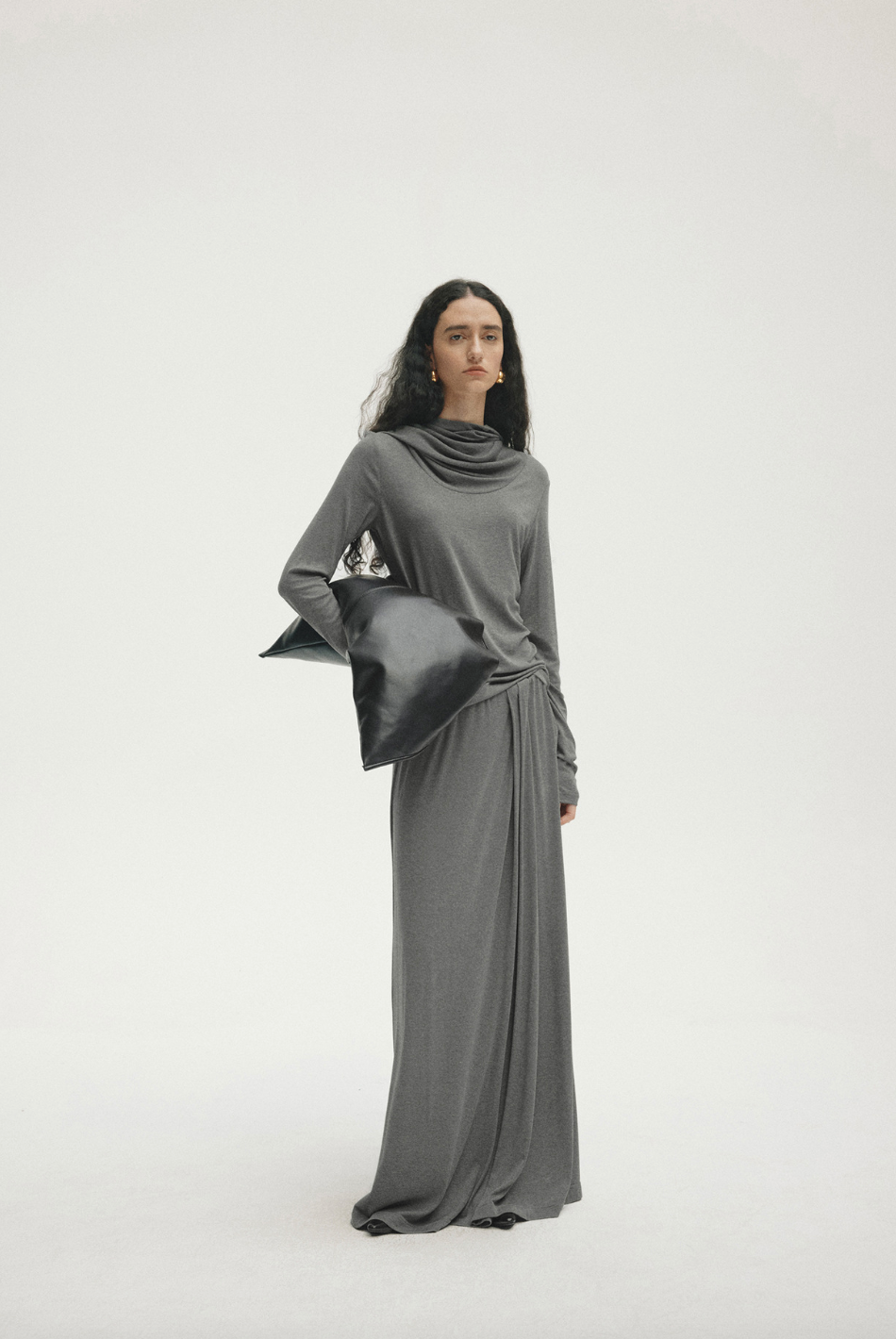 Hooded drape tops / gray