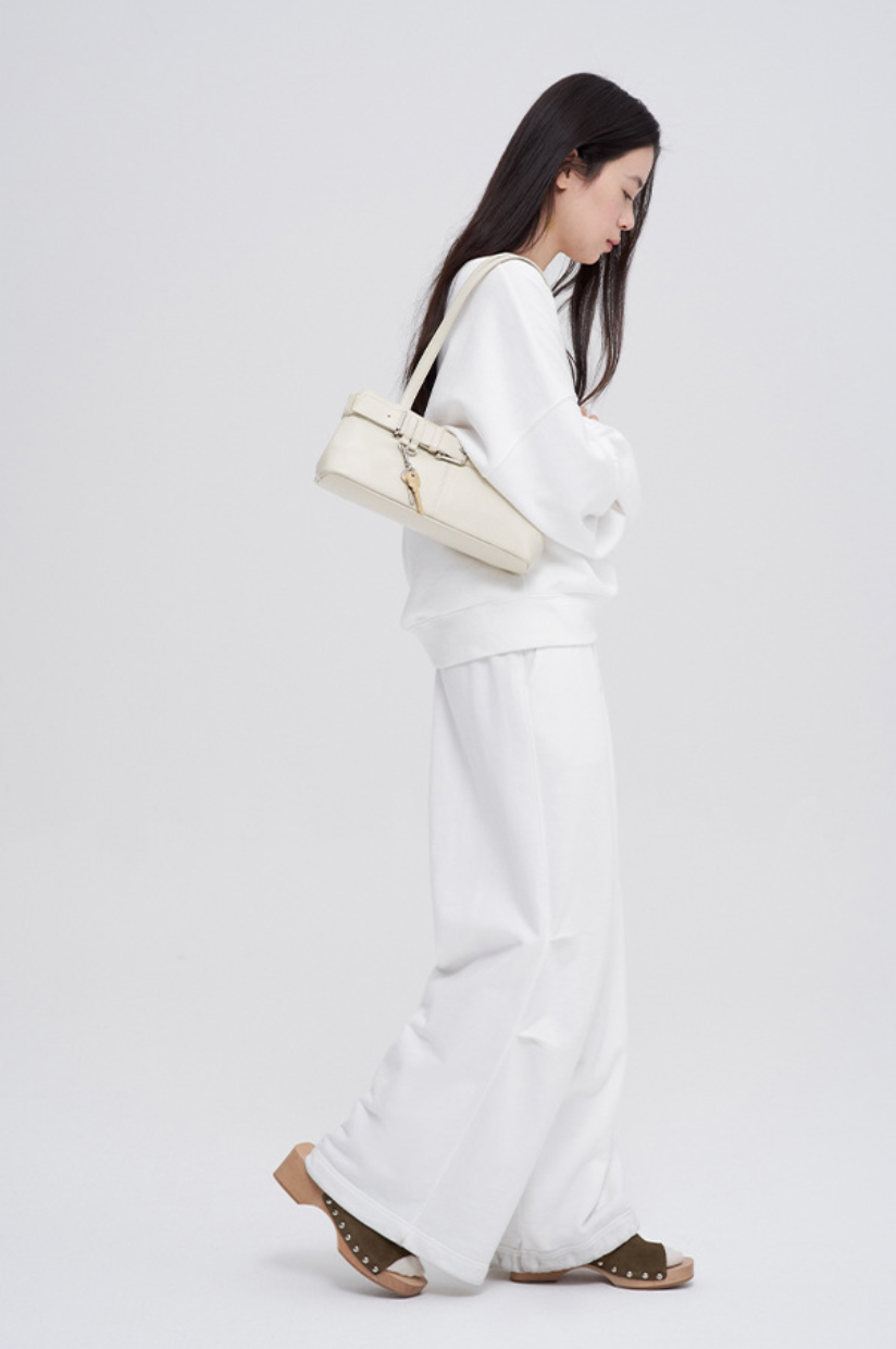 Relax wide sweat pants / white