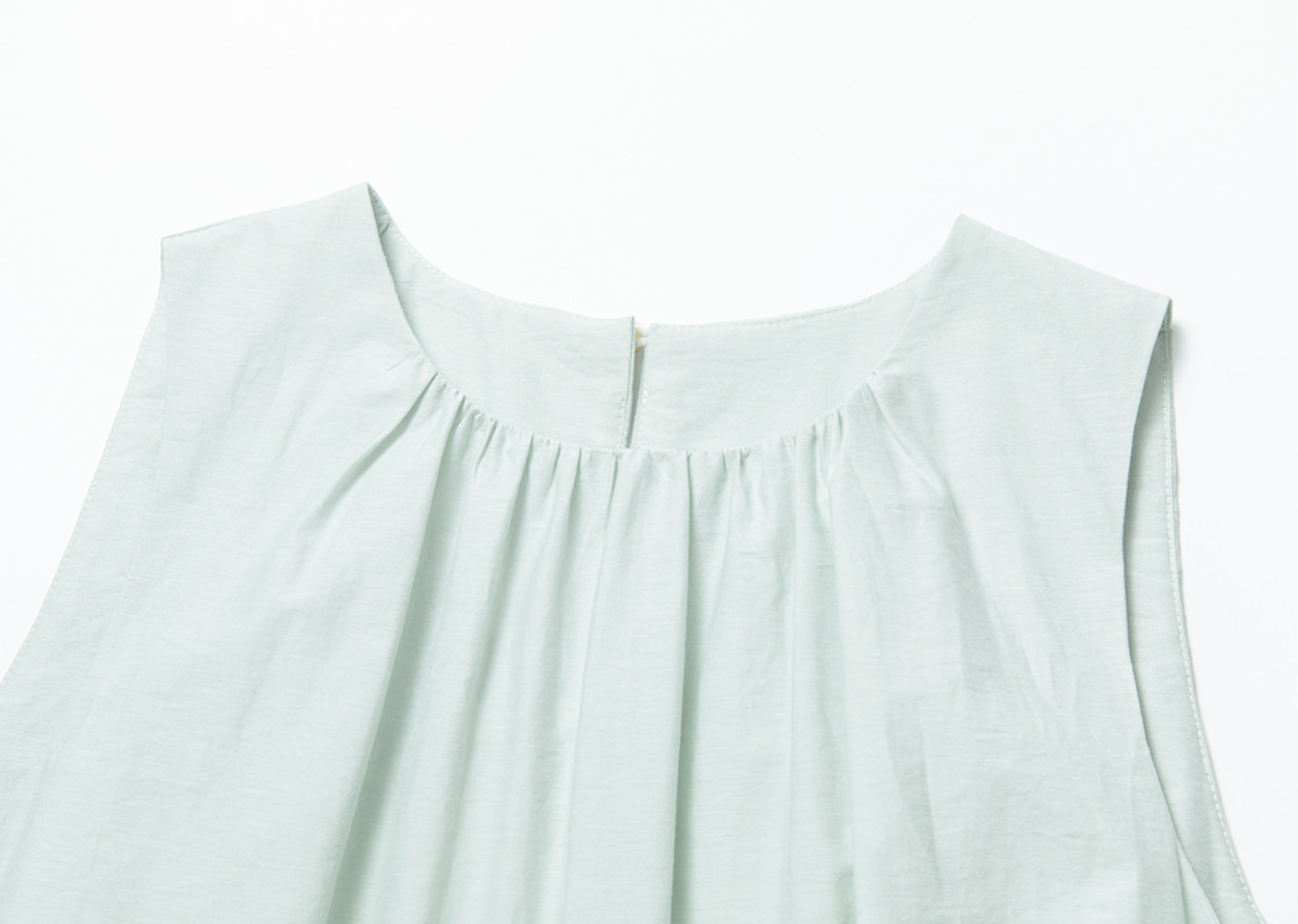 Gathered cotton-linen flare dress / black
